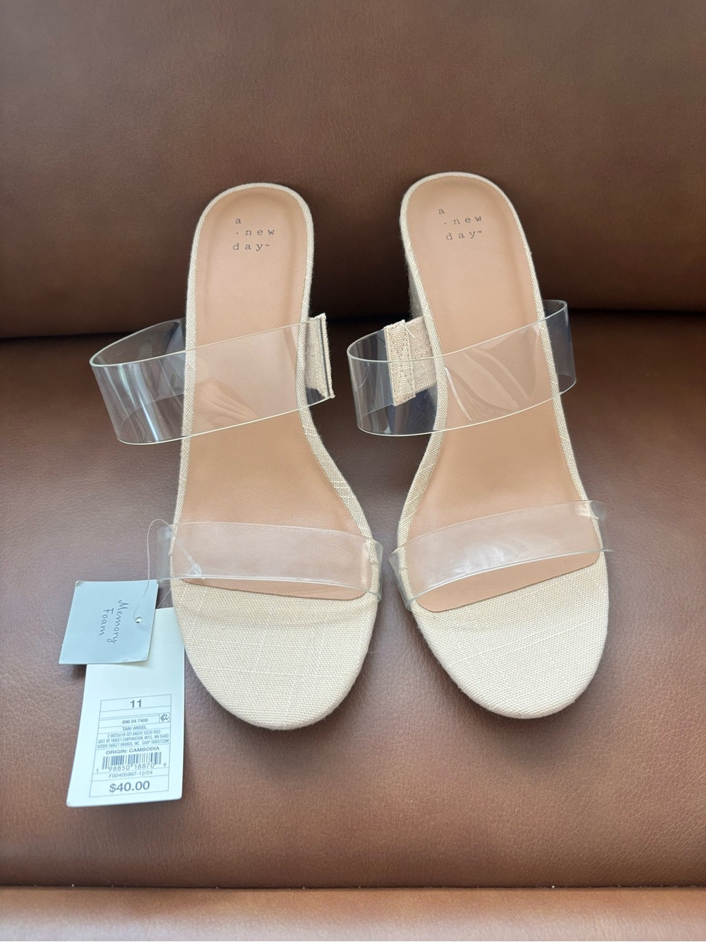 a new day Beige Clear Strap Slide Sandals - Women